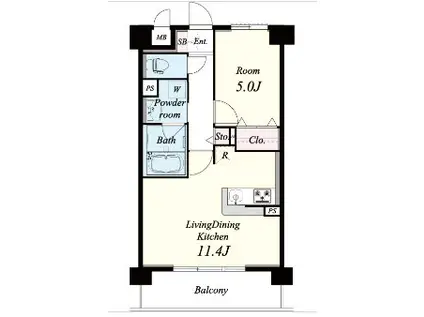 サンクレスト(1LDK/5階)の間取り写真