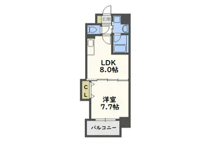 パレ阪栄橋(1LDK/5階)の間取り写真
