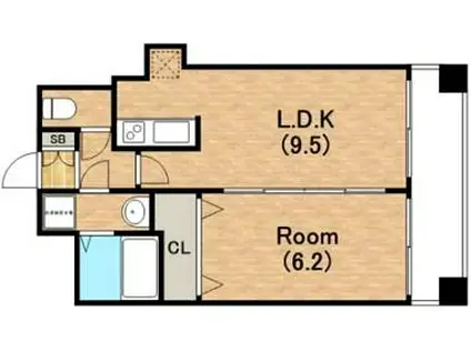 アーデンタワー立売堀(1LDK/6階)の間取り写真
