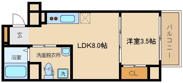 セレニテ上町台(1DK/9階)の間取り写真