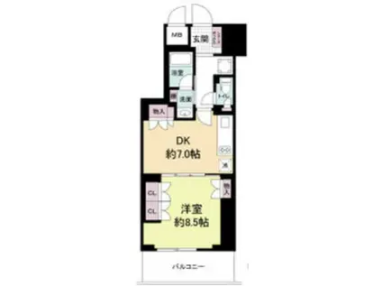 ルネフラッツ谷町四丁目(1DK/12階)の間取り写真