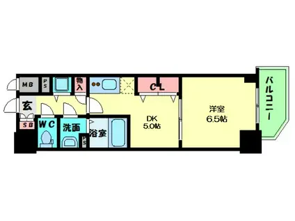 プレサンス江戸堀(1DK/13階)の間取り写真