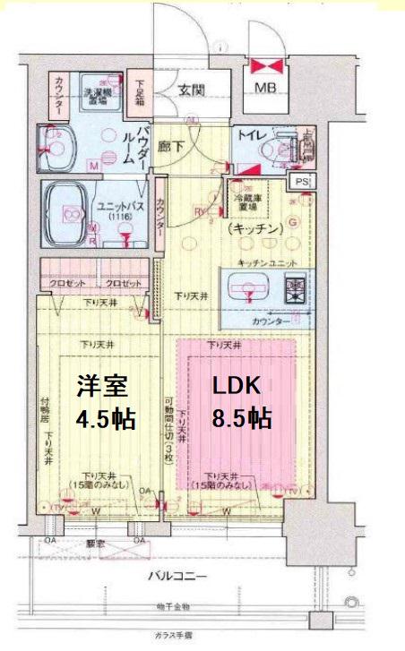 プレサンス新大阪ザシティ(1LDK/12階)の間取り写真