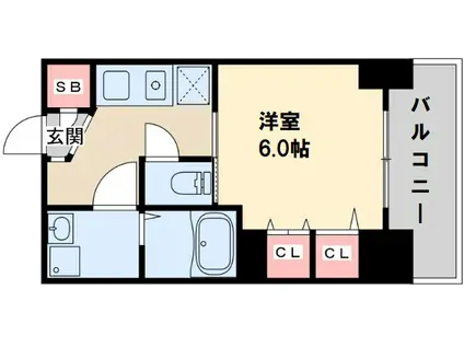 ウインズコート西中島(1K/5階)の間取り写真