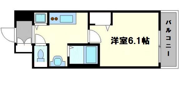 アスヴェル新北野モスト(1K/6階)の間取り写真