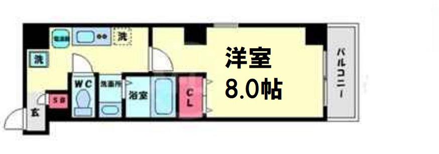 ファイブスター九条(1K/2階)の間取り写真