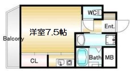 ヴェローノ新大阪北(ワンルーム/2階)の間取り写真
