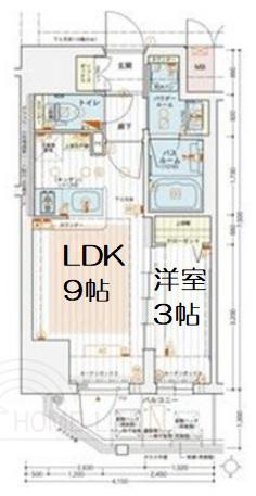 エステムコート堺筋本町(1LDK/12階)の間取り写真