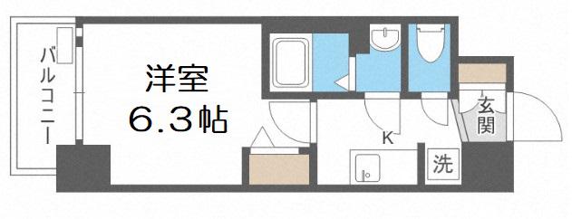 ララプレイス大阪福島アビリテ(1K/6階)の間取り写真
