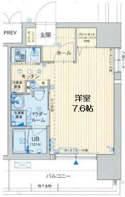 ジュネーゼ京町堀パークサイド(1K/11階)の間取り写真