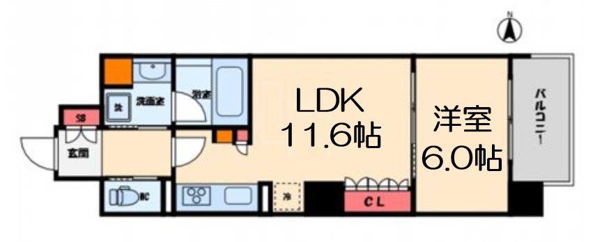 リーガル南久宝寺Ⅱ(1LDK/8階)の間取り写真