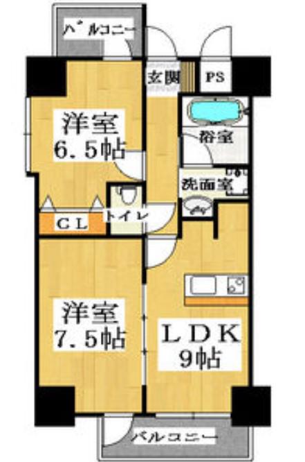 BGC難波タワー(2LDK/4階)の間取り写真