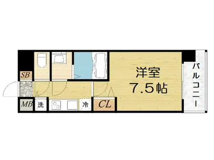 プレサンス松屋町駅前デュオ(1K/15階)の間取り写真