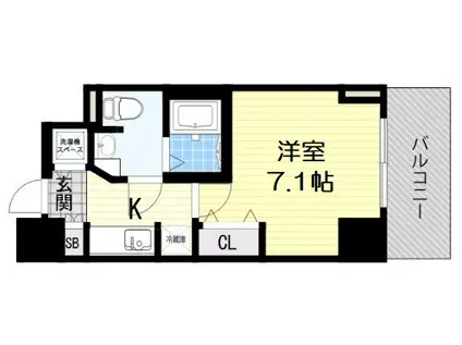 エスライズ御堂筋本町(1K/12階)の間取り写真