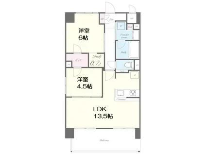FUJIMAN南森町(2LDK/2階)の間取り写真