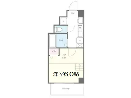 ハクユウ元町(1K/8階)の間取り写真