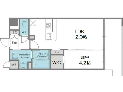 グレースリバー中之島(1LDK/2階)の間取り写真