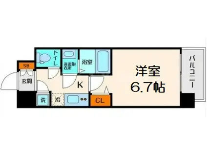 レジュールアッシュ ザ・パークフロント(1K/2階)の間取り写真