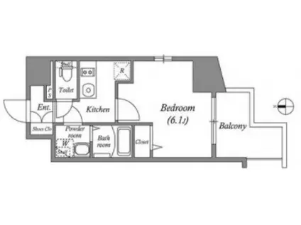 エスリード難波ザ・メゾン(1K/10階)の間取り写真