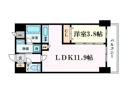 クリプトメリア日本橋(1LDK/8階)の間取り写真