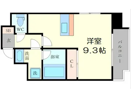 アバンティ大阪ドームシティ(ワンルーム/10階)の間取り写真