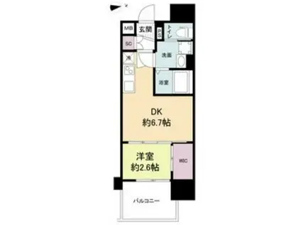 セレニテ谷九プリエ(1DK/15階)の間取り写真