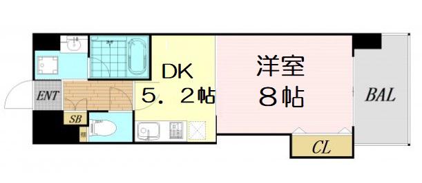ア・ミュゼ新大阪(1DK/6階)の間取り写真