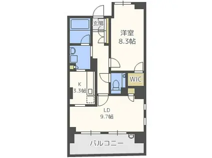 ロイヤルパークス桃坂(1LDK/11階)の間取り写真