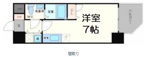 ベルエ難波西(ワンルーム/9階)の間取り写真
