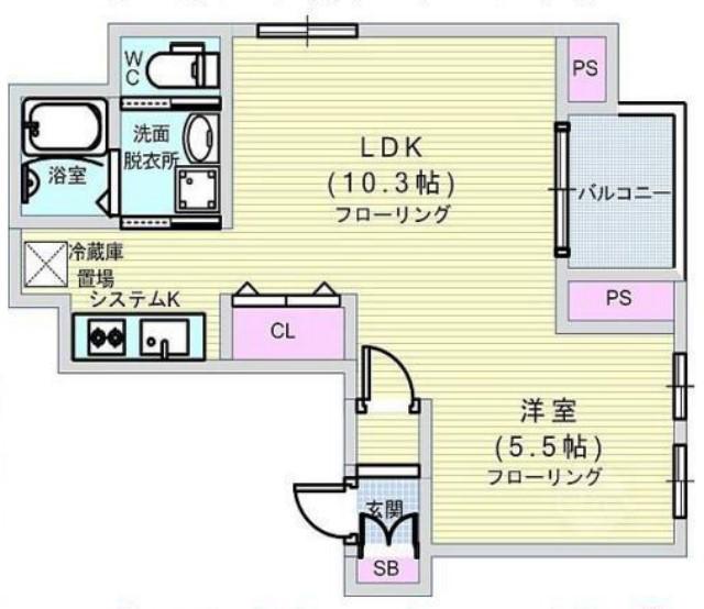 パラッツオ新町(1LDK/5階)の間取り写真