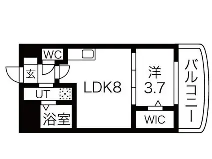 セレニテ谷町CALM(1LDK/3階)の間取り写真