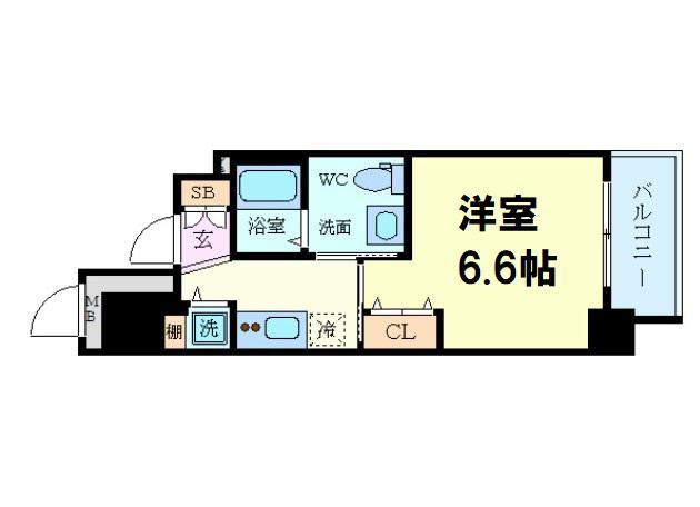 アクアプレイス北浜(1K/10階)の間取り写真