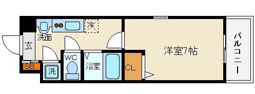 オリエンタル上町(1K/6階)の間取り写真