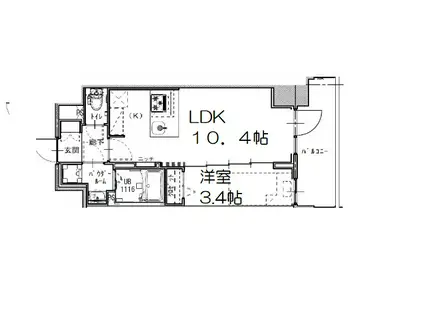 S-RESIDENCE堺筋本町DEUX(1LDK/4階)の間取り写真