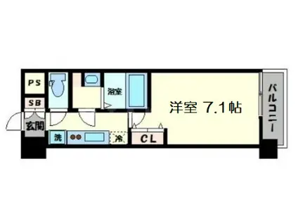 コンフォリア心斎橋イースト(1K/6階)の間取り写真