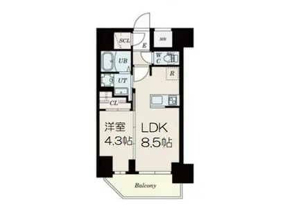 セレニテ本町リアン(1LDK/12階)の間取り写真