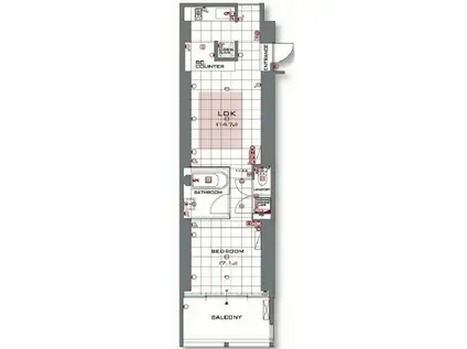 アクアプレイス大阪レジェンド(1LDK/9階)の間取り写真