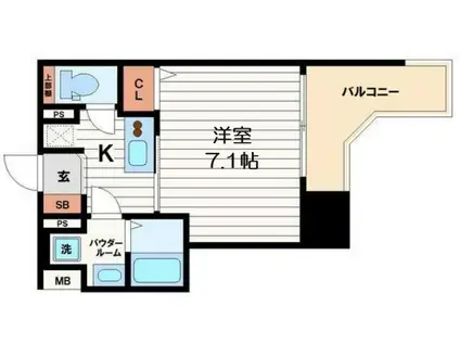 プランドール大手前レジデンス(1K/7階)の間取り写真
