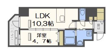 プレサンス堺筋本町駅前シェル(1LDK/2階)の間取り写真