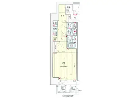 プレサンス堺筋本町センティス(1K/4階)の間取り写真