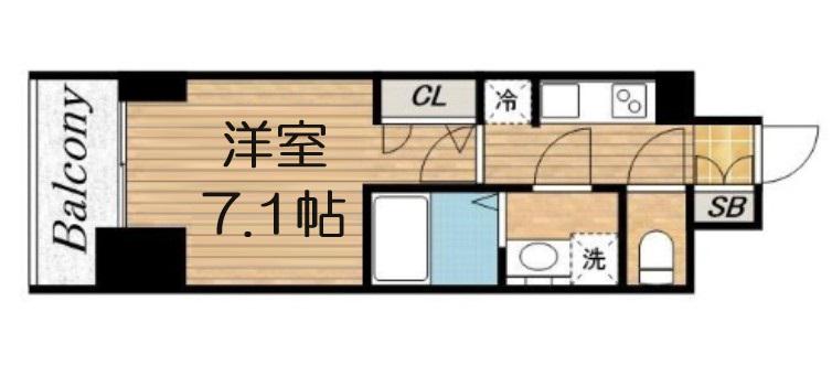 S-RESIDENCE堺筋本町DEUX(1K/2階)の間取り写真