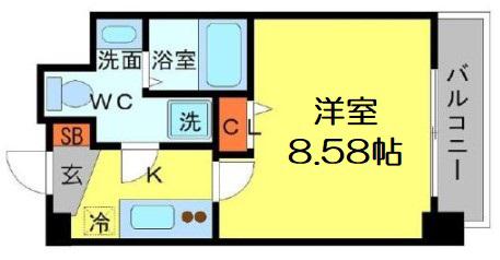 SERENITE日本橋SUD(1K/4階)の間取り写真