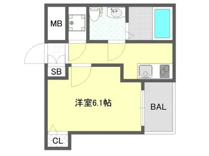 SERENITE本町REFLET(1K/7階)の間取り写真