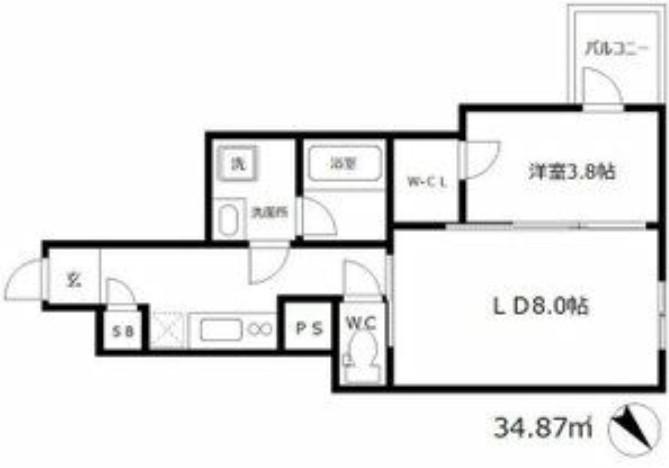 ミュプレ北浜イースト(1LDK/12階)の間取り写真