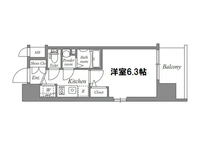 エスリード難波ザ・ゲート(1K/10階)の間取り写真