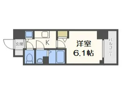 メインステージ京町堀(1K/8階)の間取り写真