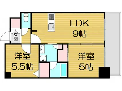 エステムコート難波Ⅴブロード(2DK/8階)の間取り写真
