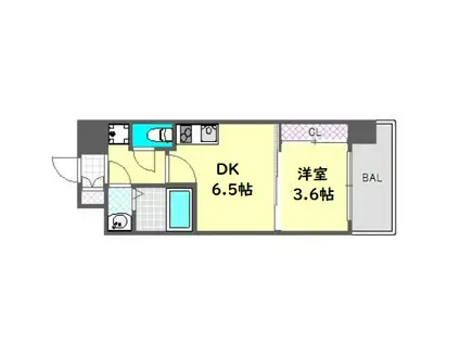 セレニテ北久宝寺(1DK/14階)の間取り写真