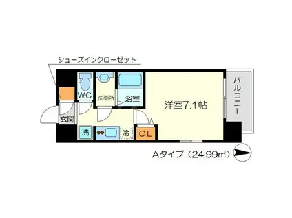 リッツ新大阪(1K/12階)の間取り写真