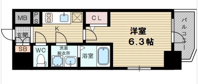 エスリード新大阪ヴェルデ(1K/11階)の間取り写真